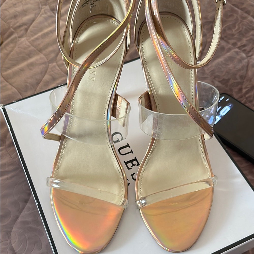 Guess Cream Strappy Heels